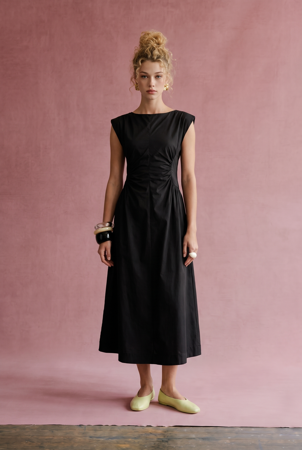 The Camille Ruched Waist Midi Dress