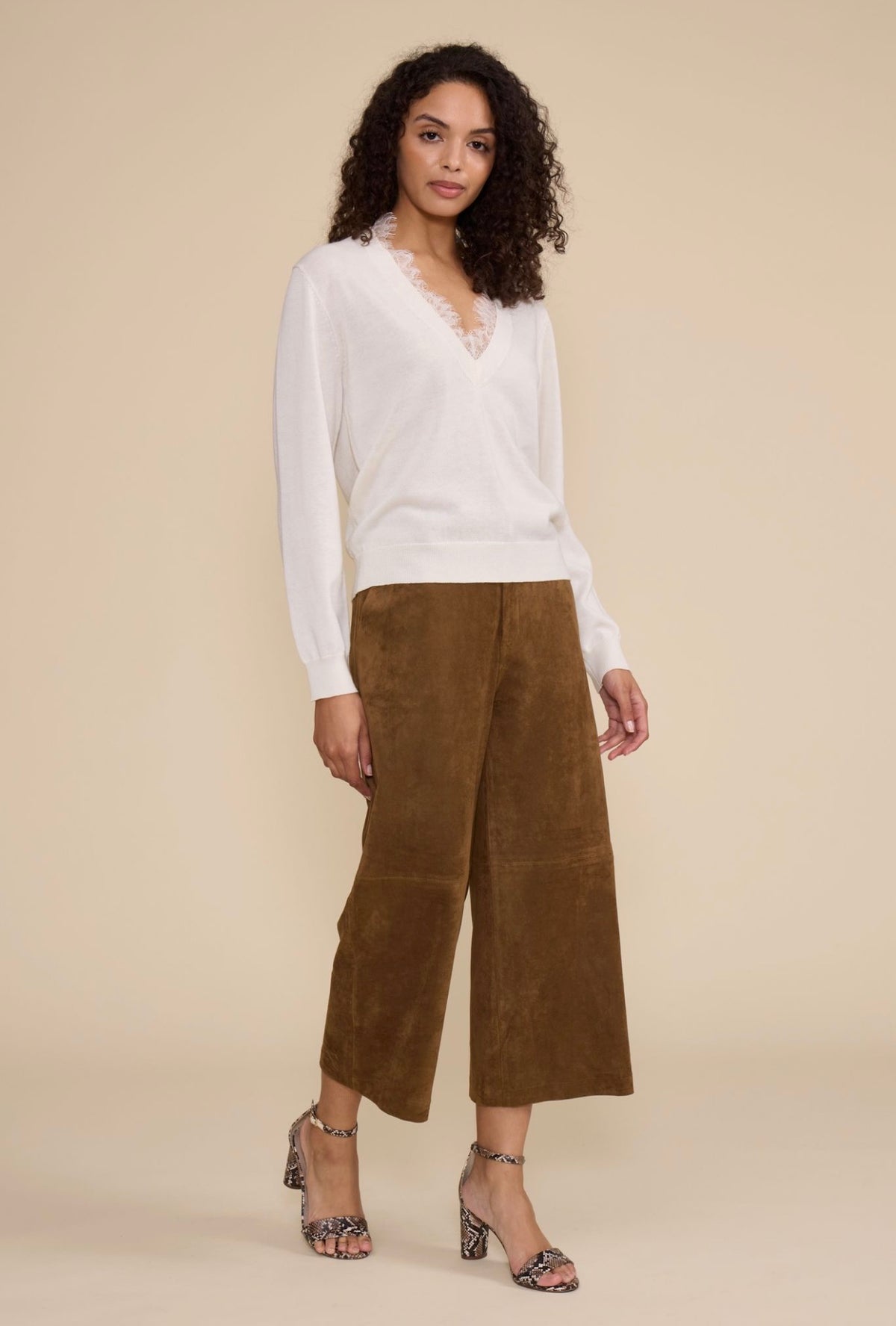 Lucy Paris Jessie Cropped Suede Pant
