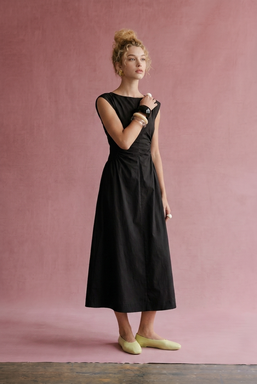 The Camille Ruched Waist Midi Dress