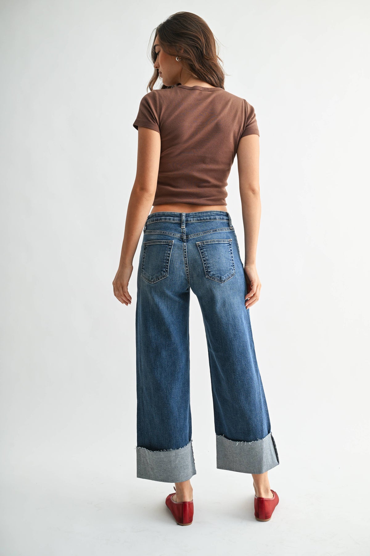 The Scissor Cut Cuffed Wide Leg - Medium Denim