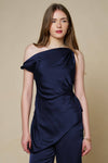 Off Shoulder Asymmetrical Blouse with Twisted Straps