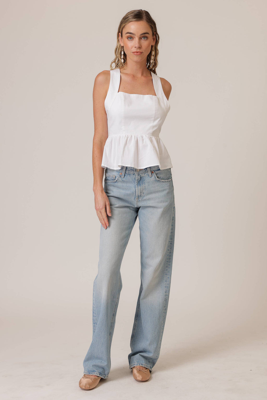 The White Essie Peplum Top