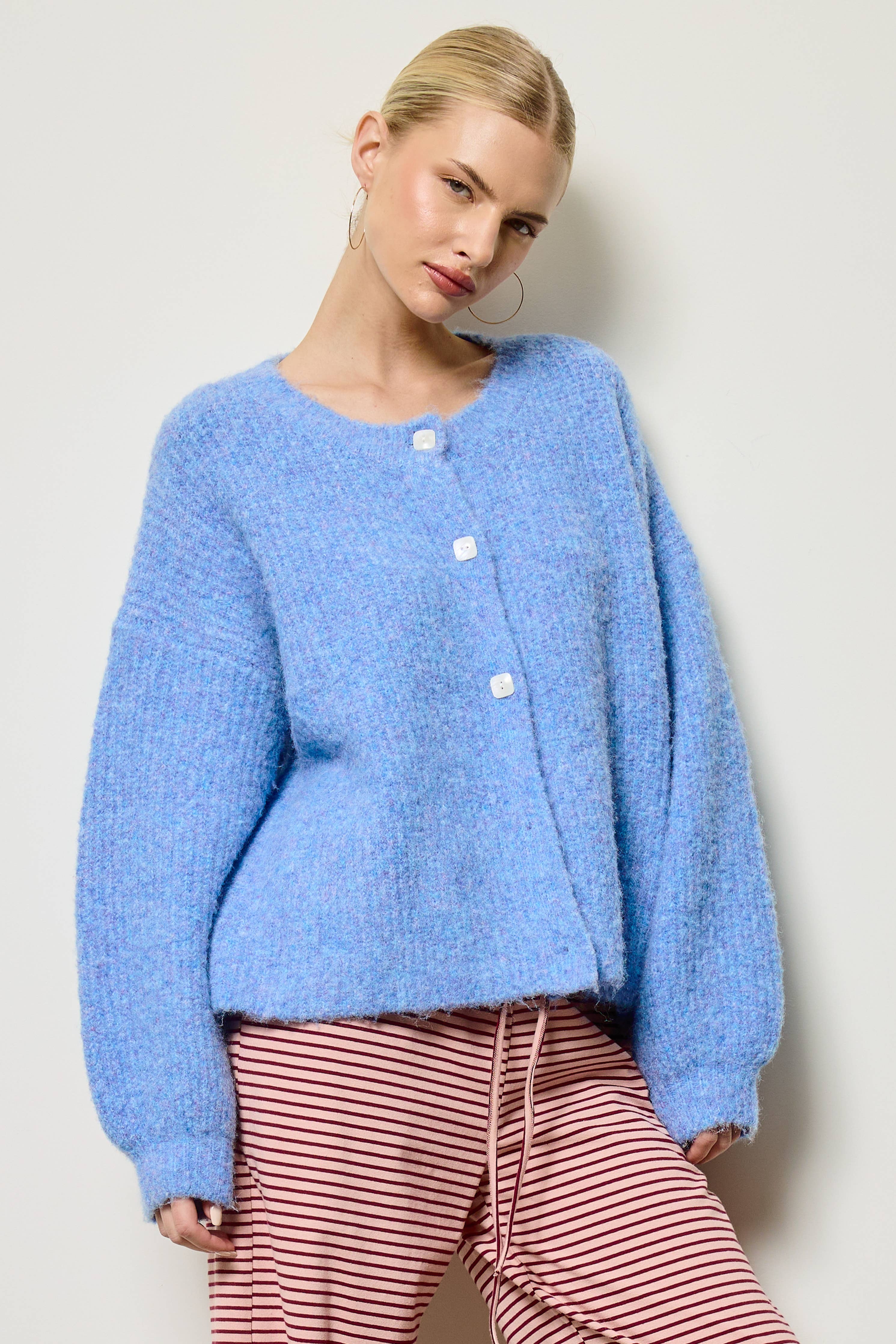 Balloon Sleeve Knit Cardigan