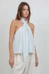 The Isla Halter Scarf Top- Blue