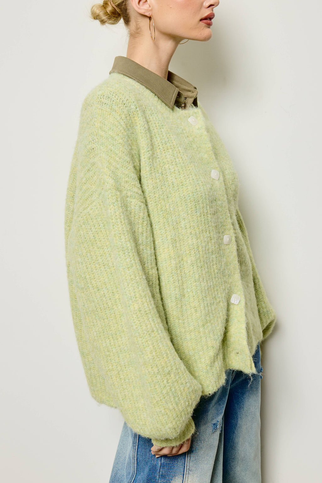 Balloon Sleeve Knit Cardigan