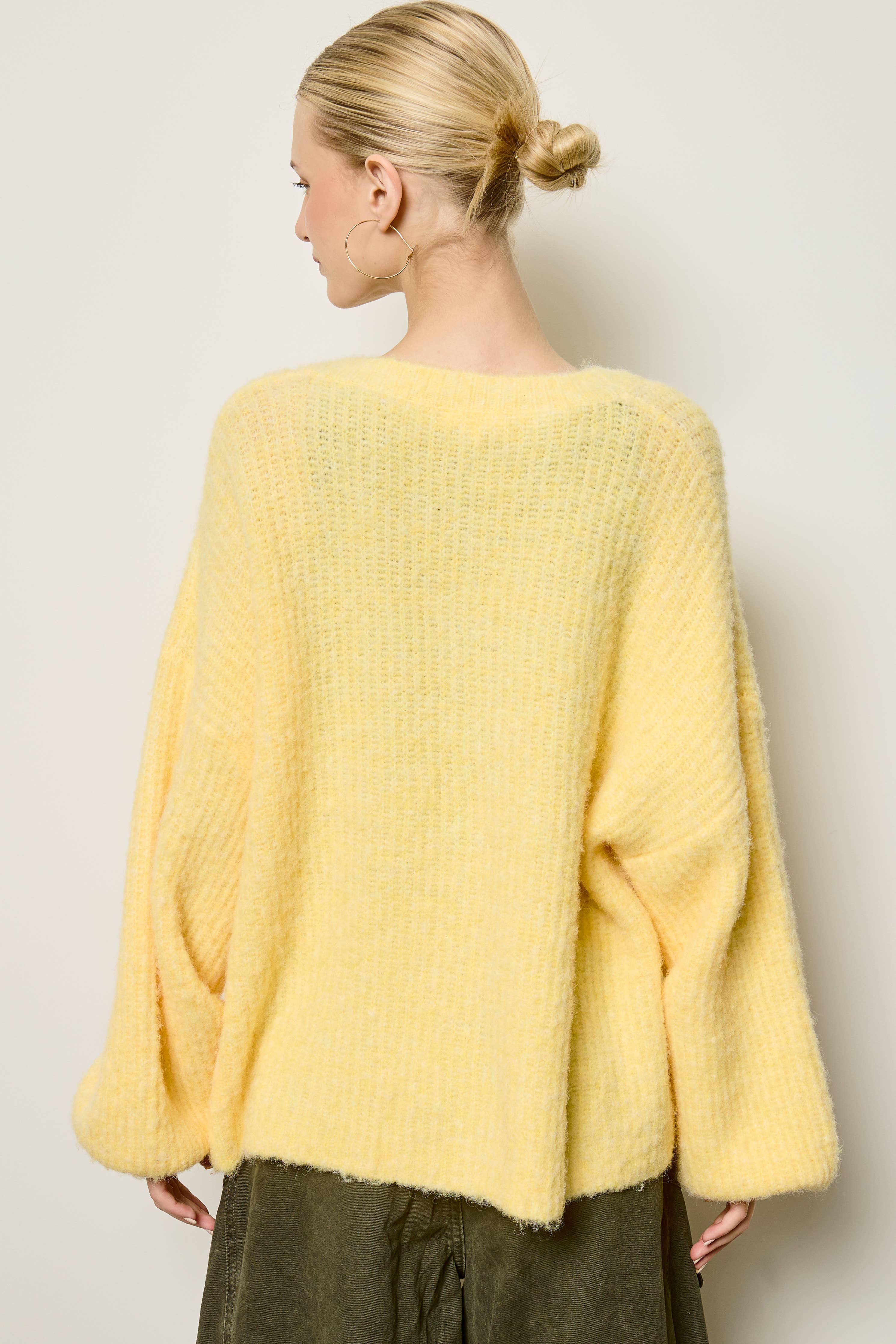 Balloon Sleeve Knit Cardigan