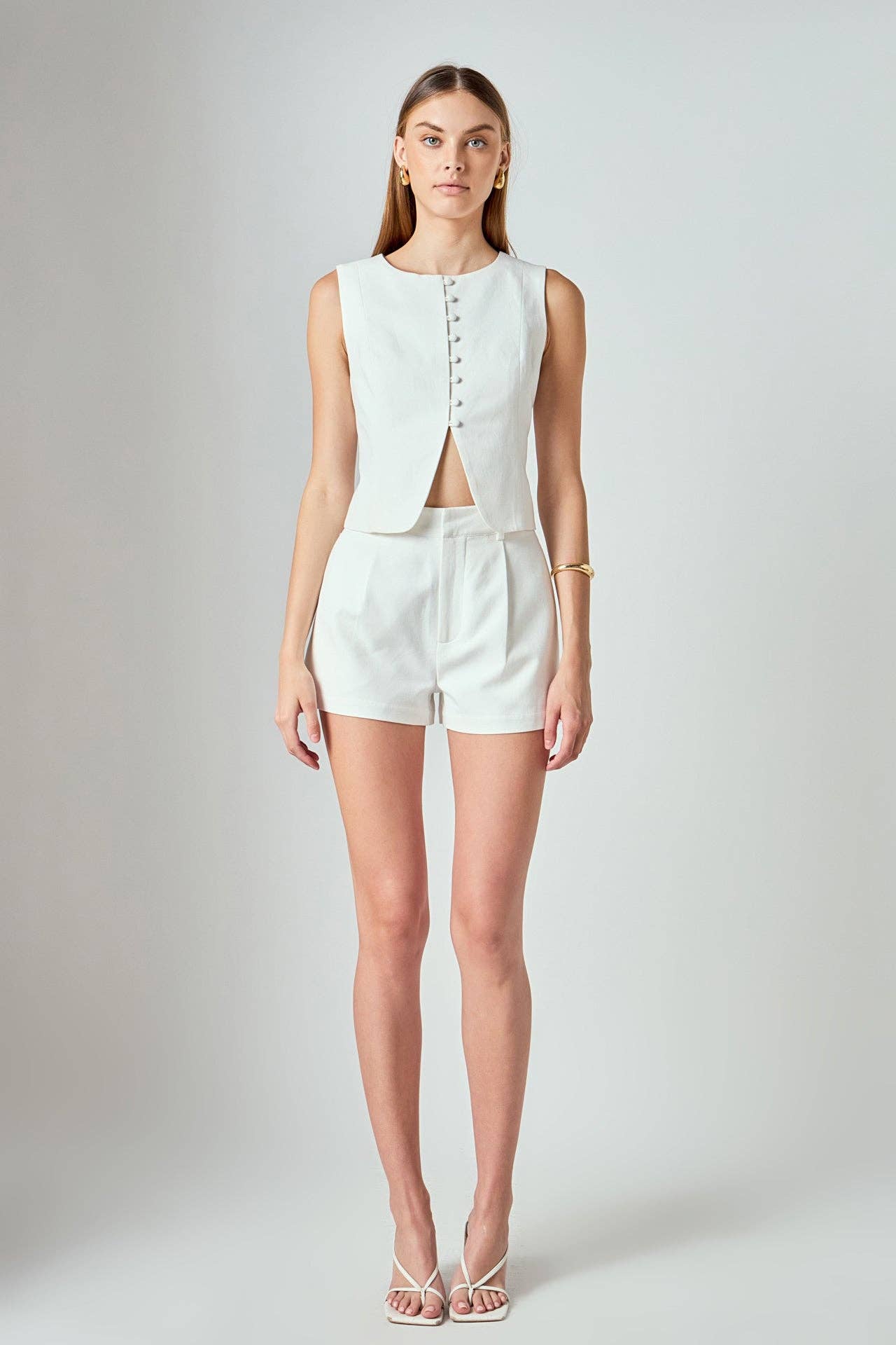 The Off White Linen Pintuck Shorts