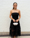 The Noelle Eyelet Midi Dress - Black