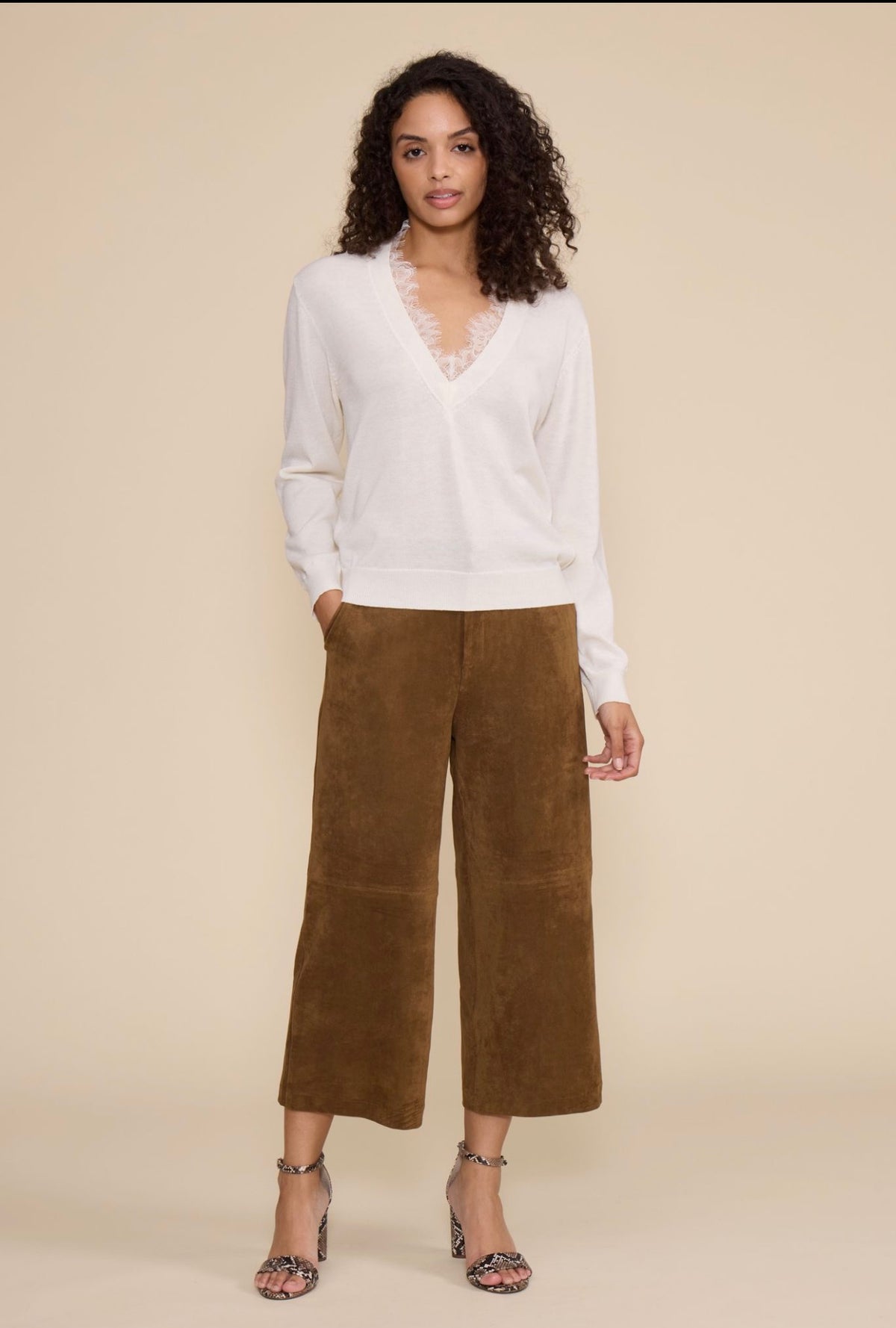 Lucy Paris Jessie Cropped Suede Pant