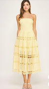 The Noelle Eyelet Midi Dress - Yellow