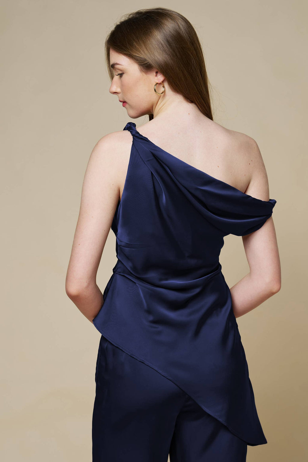 Off Shoulder Asymmetrical Blouse with Twisted Straps
