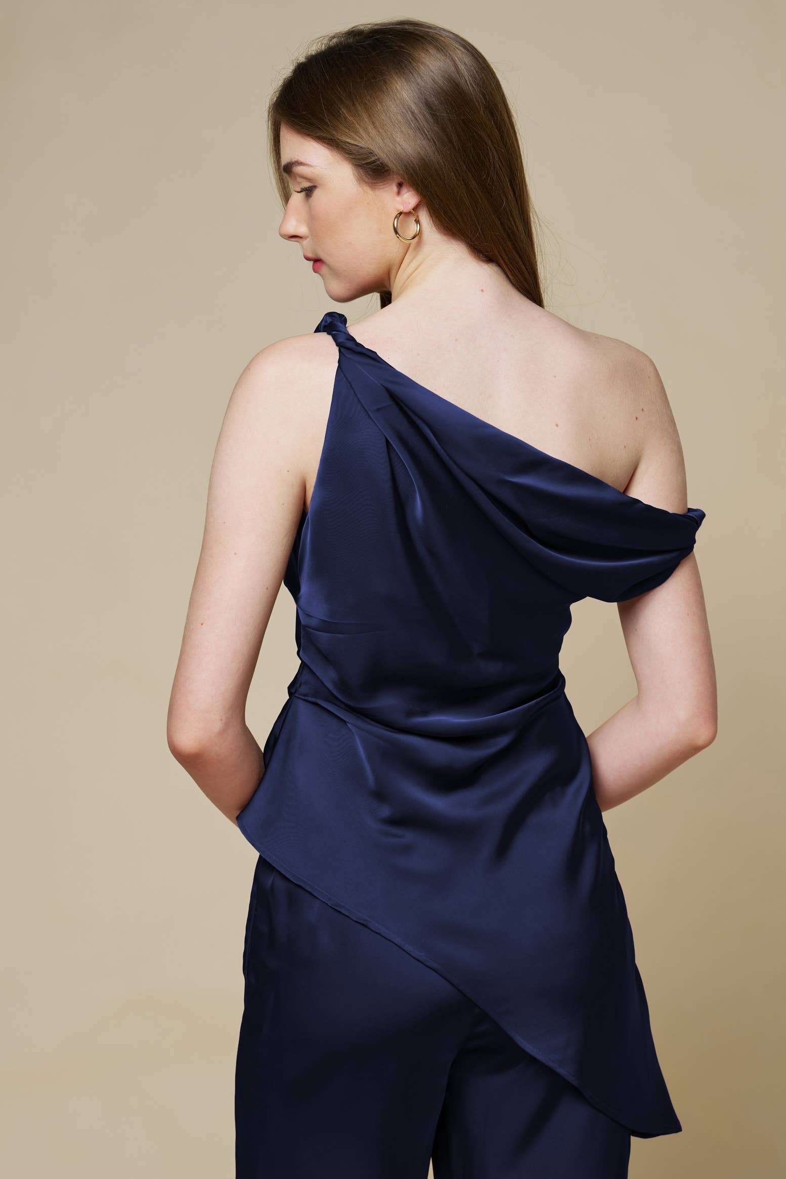 Off Shoulder Asymmetrical Blouse with Twisted Straps