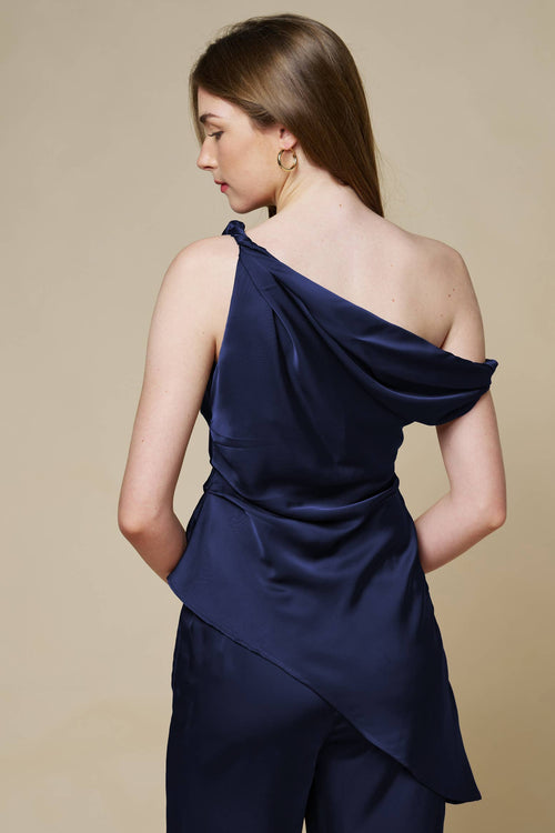 Off Shoulder Asymmetrical Blouse with Twisted Straps