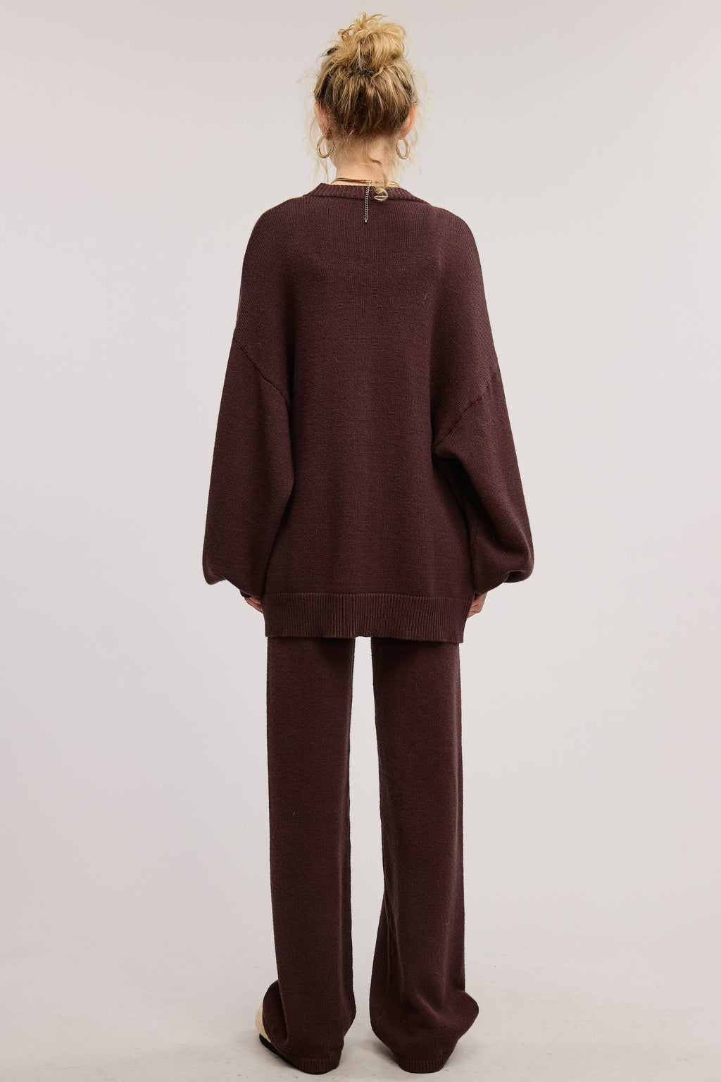 Tie Front Knit Cardigan and Pants Matching Set