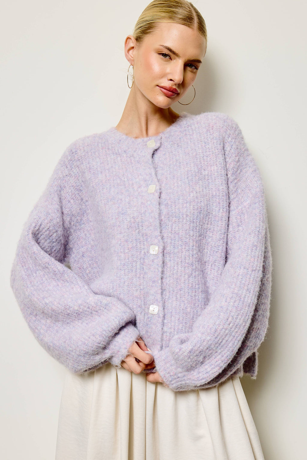 Balloon Sleeve Knit Cardigan